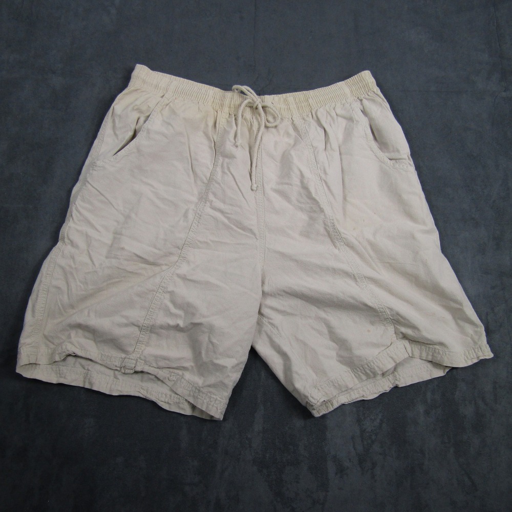 Roaman's Casual Shorts Men Size 34 Beige Elastic Drawstring Waist Cotton Blend